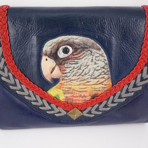 Leather Pineapple Conure Wristlet / Crossbody Wallet - Picture 4 of 12